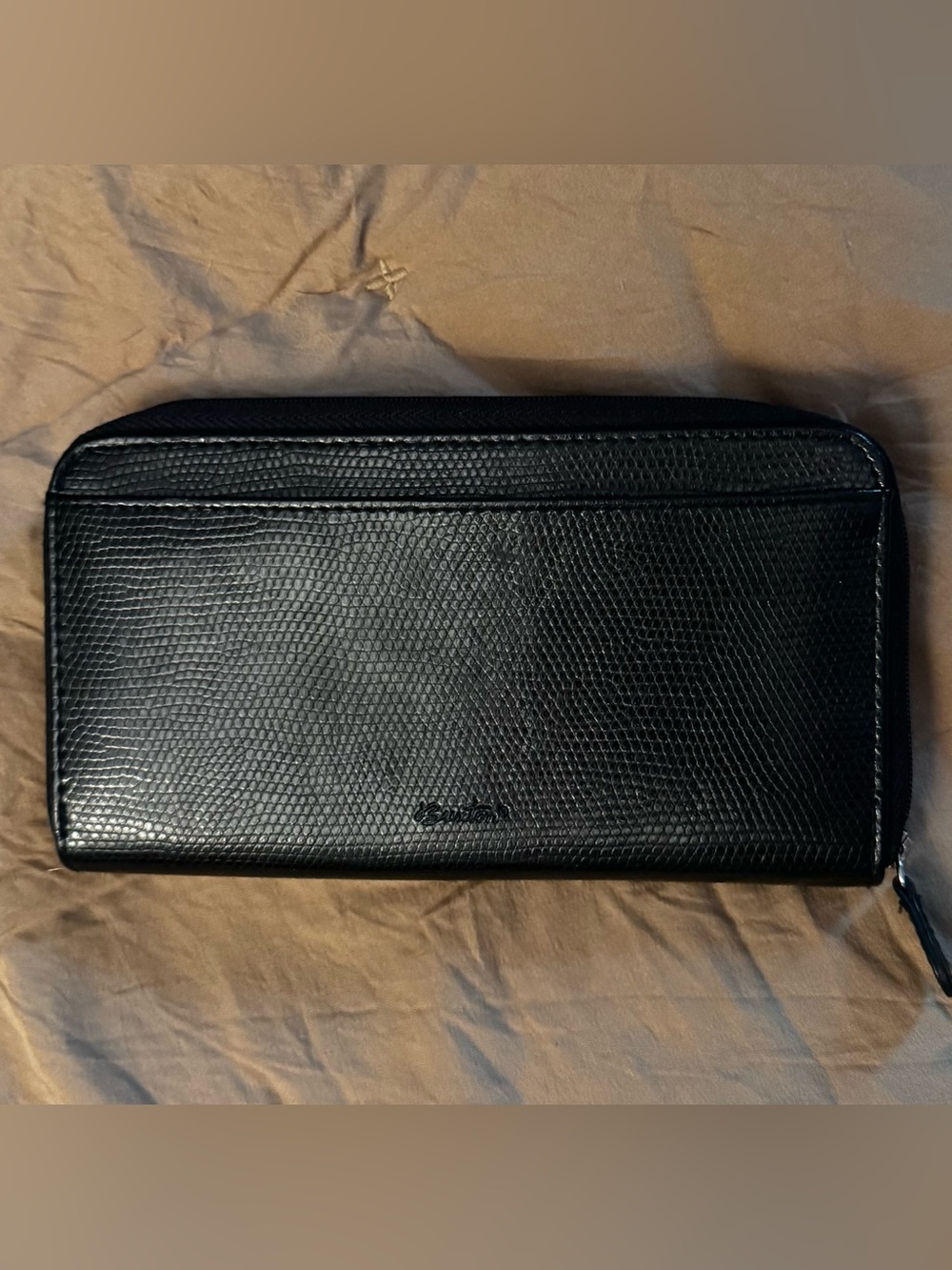 Buxton Black Textured Zip-Around Wallet